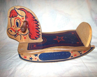 Vintage Circa 1970's Chadwick-Miller Baby / Toddler WOODEN ROCKING HORSE Toy / Decoration