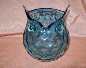 ヴィンテージ 1990 年代 ムラーノ イタリア フクロウの置物 ブルー