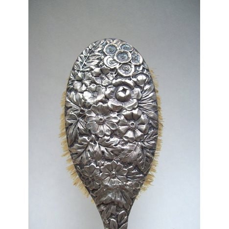 Vintage Sterling Silver Repousse Floral Vanity Hair Comb Lot - A six piece La Pierre repousse sterling silver floral  main image 2