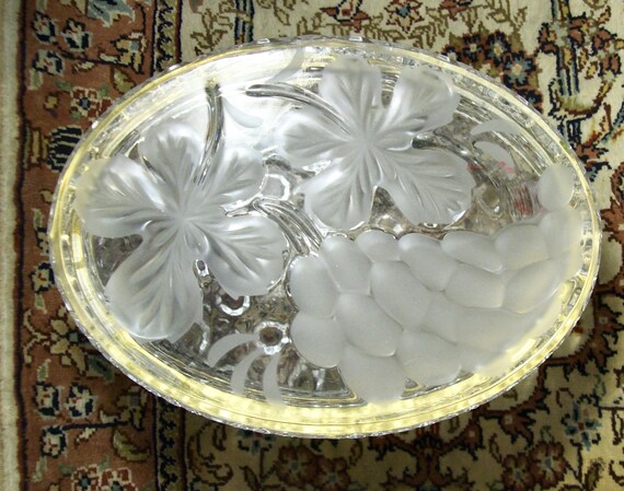 Oval Pattern Glass BOX Hinged with Ormolu Mount L… - image 6