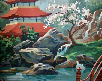 やつこ 絵画 Y.yoshida 1958年 油彩 風景画 絵画 神社 額縁付き 作者不明
