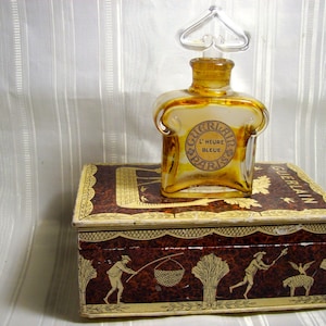 Circa 1950&#39;s GUERLAIN PARIS Empty Bottle of L&#39;Heure Bleue Parfum with Box