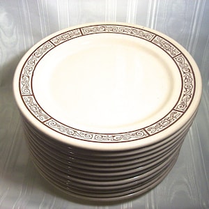 One Dozen Vintage Wallace China DESERT WARE 9&quot; diameter LUNCHEON Plates - Heavy Restaurant Ware