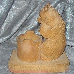 Vintage Hand CARVED WOODEN Bear SCULPTURE Figurine - Russian Bogorodsk