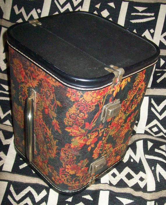 Dramatic Floral Pattern Vintage Hard Shell TRAVEL… - image 9