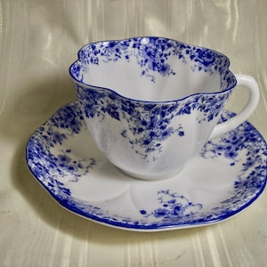 SHELLEY Fine Bone China from England DAINTY BLUE Pattern Cup and Saucer