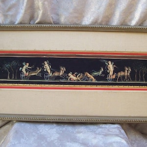 Original GIOVANNI GALLO PAINTING of Pompeiian Fresco with Putti/Angels in Chariots