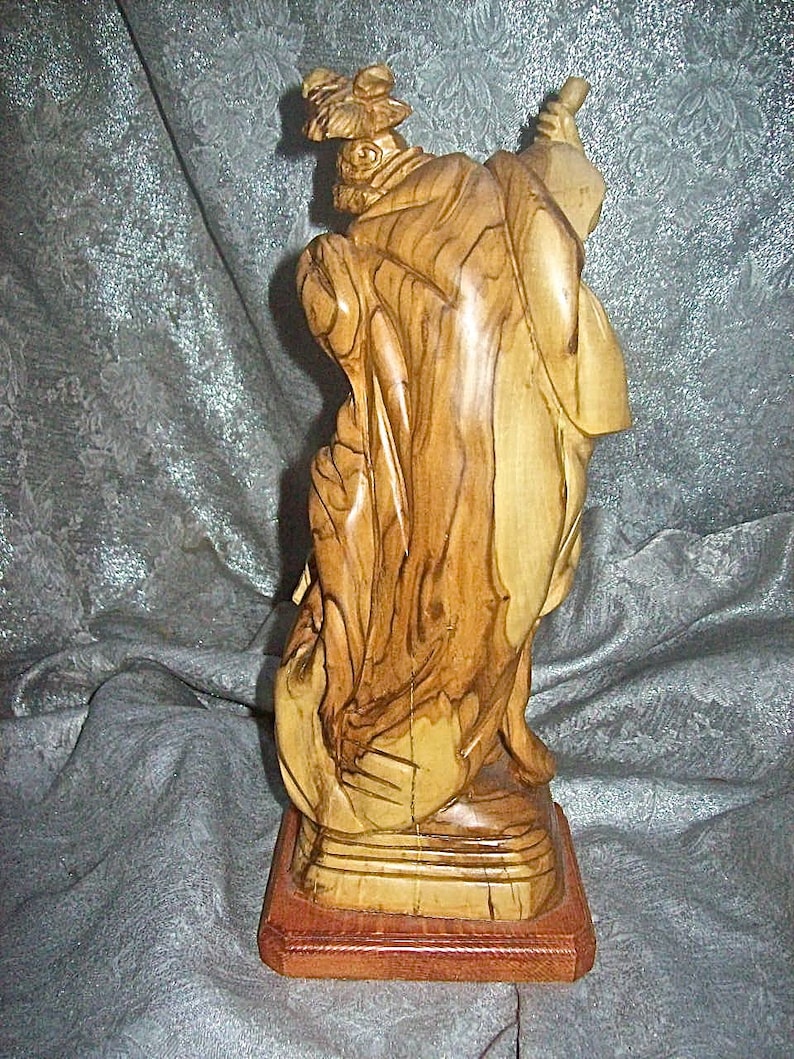 Hand Carved Wood Sculpture of SAINT GEORGE Slaying The DRAGON Figurine Statue