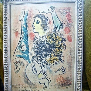 O&#39;riginal I964 Mourlot Edition Lithograph POSTER &quot;Offrande a la Tour Eiffel&quot; by MARC CHAGALL