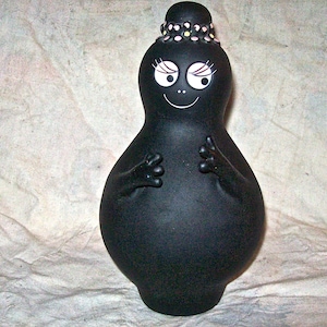 Annette Tyson & talus taylor 9&quot; Tall Black  BARBAPAPA Squeeze Toy Doll FIGURINE = Very Good Condition!