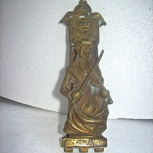 Antique Figural &quot;The Old Fiddler&quot; BRASS DOOR KNOCKER from England / United Kingdom