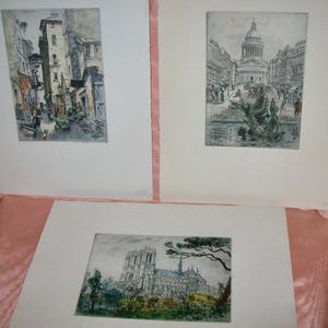Louvre Museum Chalcographie Blind Mark Stamped colored ETCHINGS by French Artist EUGENE VEDER