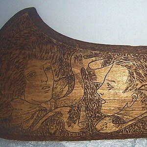 Antique Romantic Hand Made PYROGRAPHY SIGN 