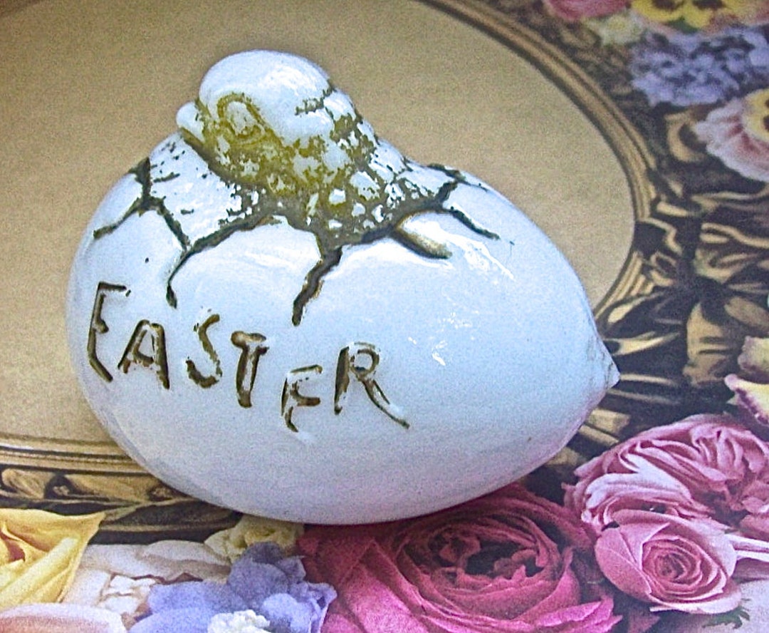 Antique Blown Milk Glass EASTER EGG With Emerging Painted Baby Etsy