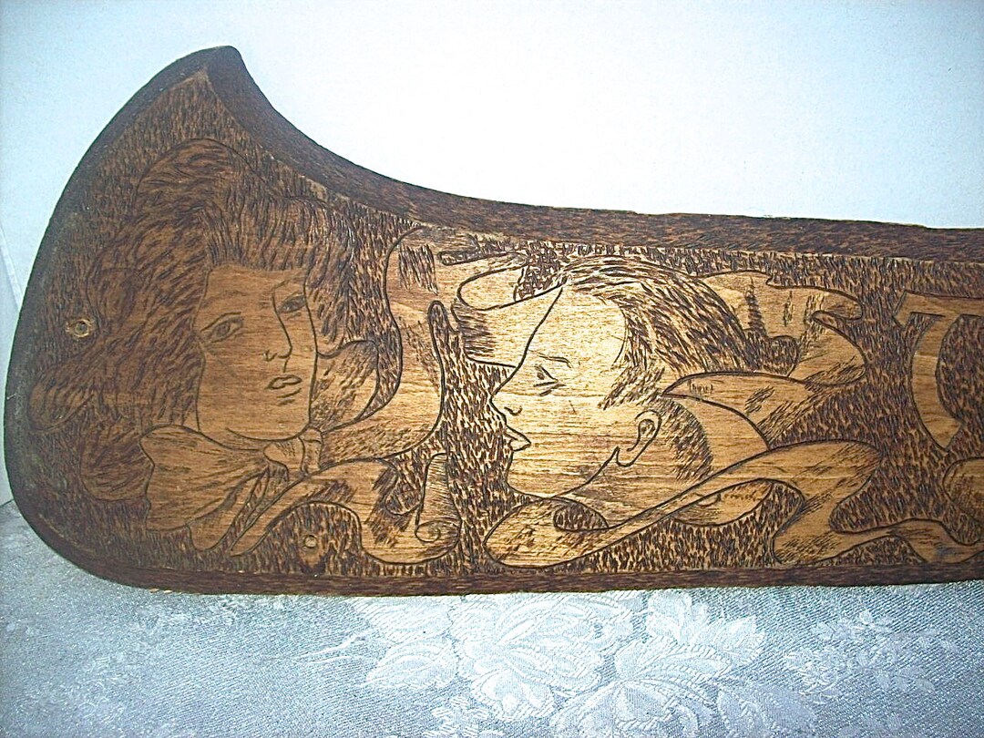 Antique Romantic Hand Made PYROGRAPHY SIGN 