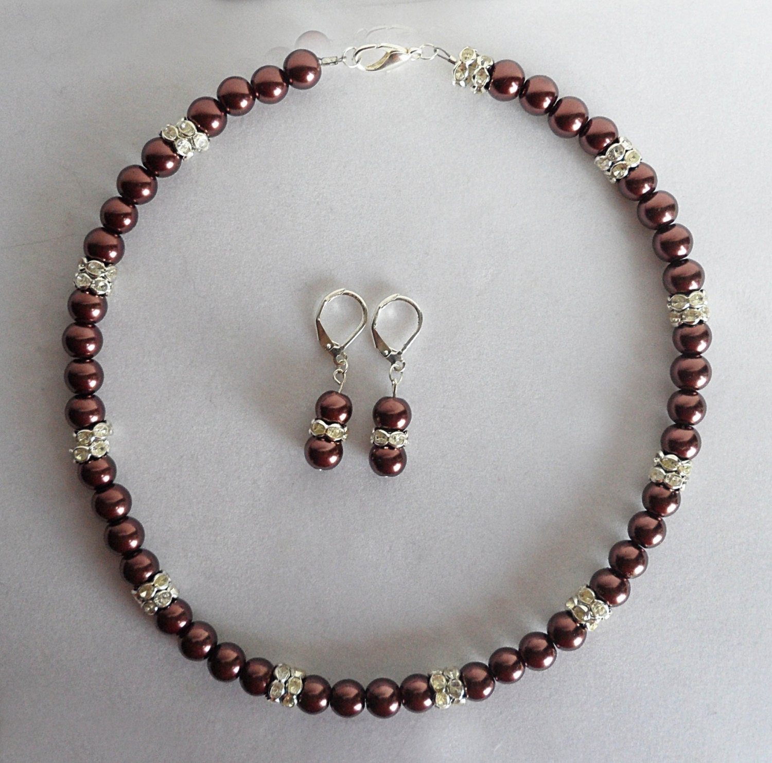 Chocolate Pearl Necklace Set/ Brown Pearl Necklace/ Pearl and Etsy