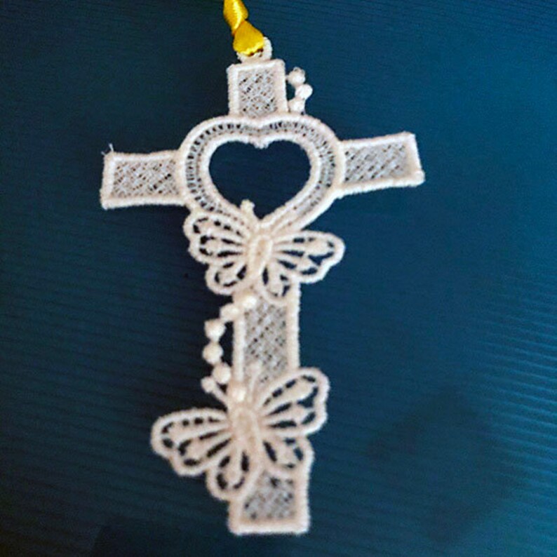 Embroidered white lace cross bookmark mmfcl standing lace  etsy uk Embroidered white lace cross bookmark mmfcl standing lace  etsy uk