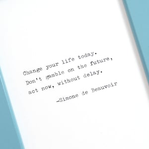 Simone de Beauvoir - Handtyped Quote | Inspirational Quote | Typewriter Quote | Typewritten Quote | Quote Print | Art Print | Home Decor