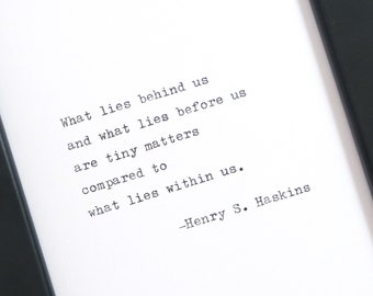 Henry S. Haskins - Handtyped Quote | Inspirational Quote | Typewriter Quote | Typewritten Quote | Quote Print | Art Print | Home Decor