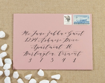 Caligrafía de sobre personalizada: rosa polvoriento / Papelería / Bodas / Despedidas de soltera / Baby Showers / Eventos