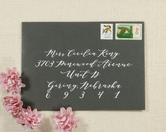 Caligrafía de sobres personalizada: carbón / Papelería / Bodas / Despedidas de soltera / Baby Showers / Eventos