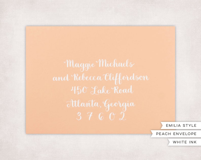 Custom Envelope Calligraphy Peach Stationery Wedding Bridal/Baby Showers Events image 3