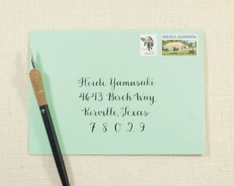 Caligrafía de sobres personalizados: menta / Papelería / Bodas / Despedidas de soltera / Baby Showers / Eventos