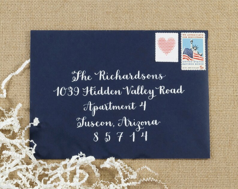 Custom Envelope Calligraphy Navy Stationery Wedding Bridal/Baby Showers Events image 1