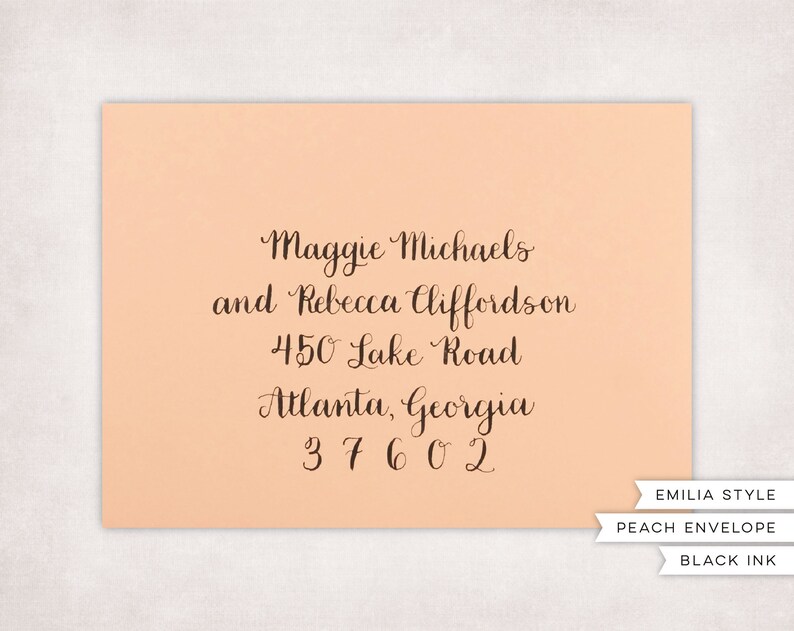 Custom Envelope Calligraphy Peach Stationery Wedding Bridal/Baby Showers Events image 2