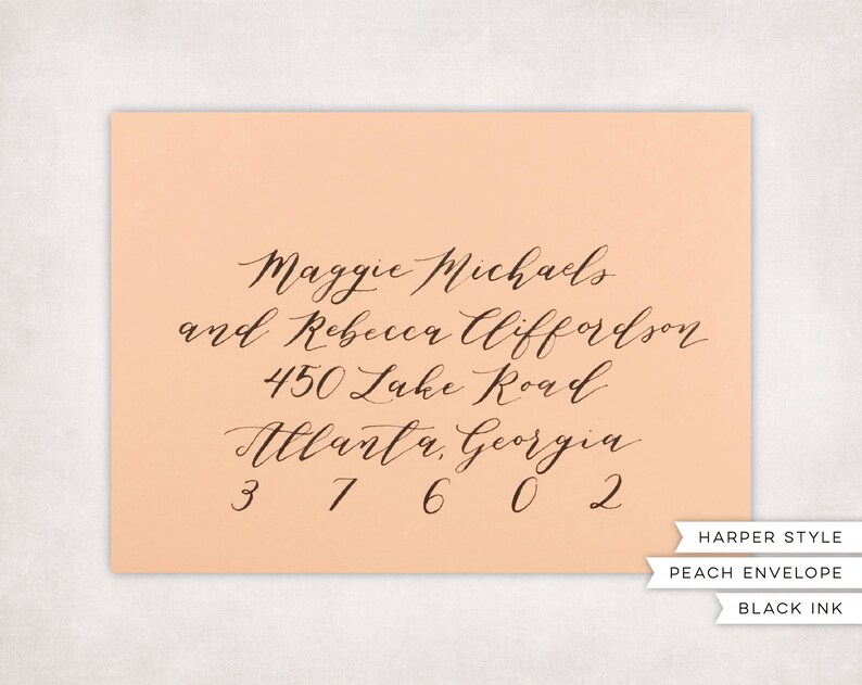 Custom Envelope Calligraphy Peach Stationery Wedding Bridal/Baby Showers Events image 4