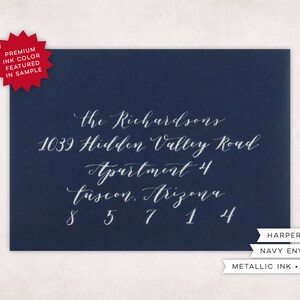 Custom Envelope Calligraphy Navy Stationery Wedding Bridal/Baby Showers Events image 5