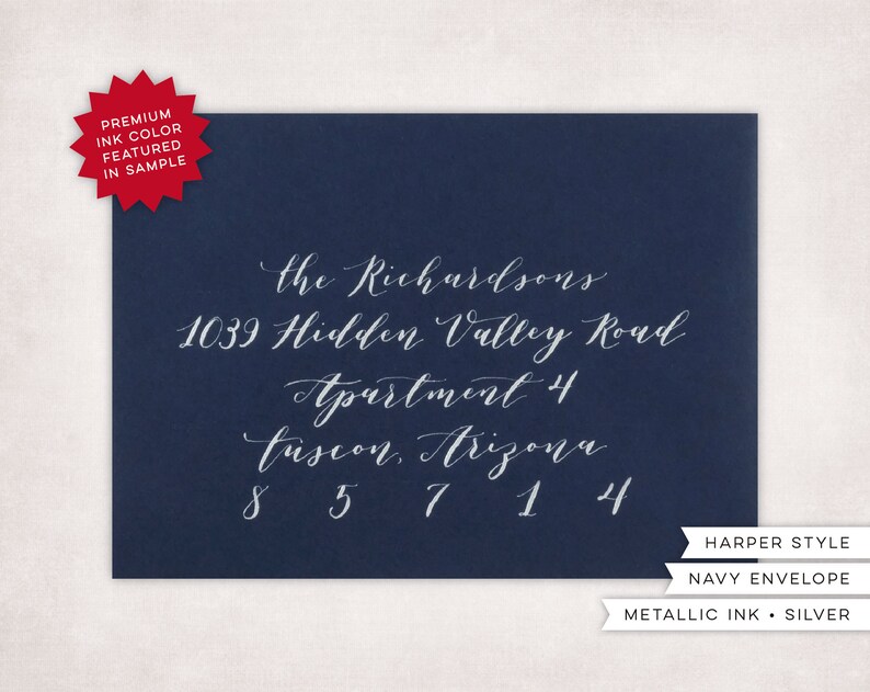 Custom Envelope Calligraphy Navy Stationery Wedding Bridal/Baby Showers Events image 5