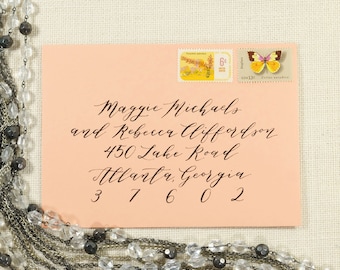 Caligrafía de sobres personalizados: melocotón / Papelería / Bodas / Despedidas de soltera / Baby Showers / Eventos