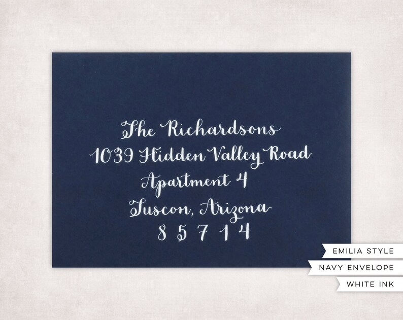 Custom Envelope Calligraphy Navy Stationery Wedding Bridal/Baby Showers Events image 2