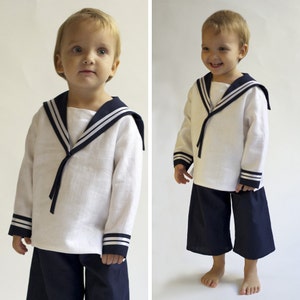 Sailor Suit for children Linen Deluxe a Baptism outfit for children image 1