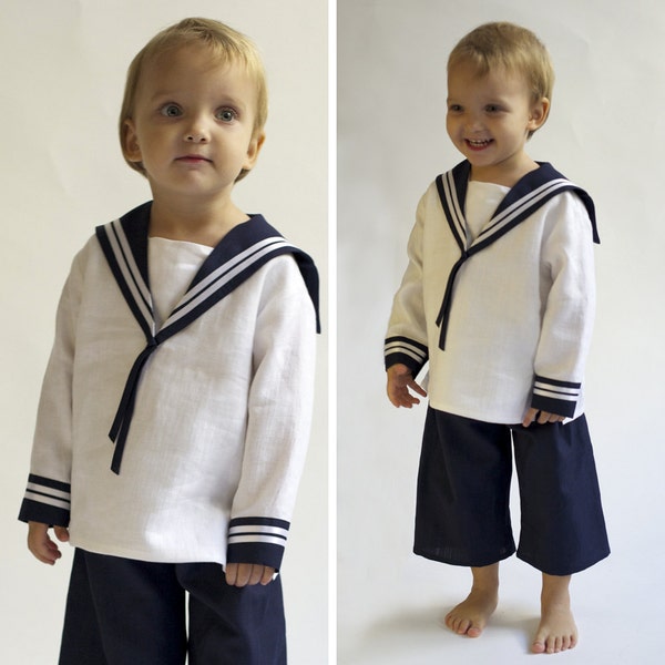 Sailor Suit for children Linen Deluxe a Baptism outfit for children