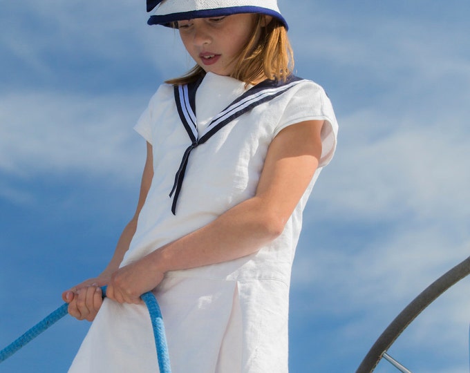 Sailor Dress LOTTE Linen Vintage Dress with Sailor Collar