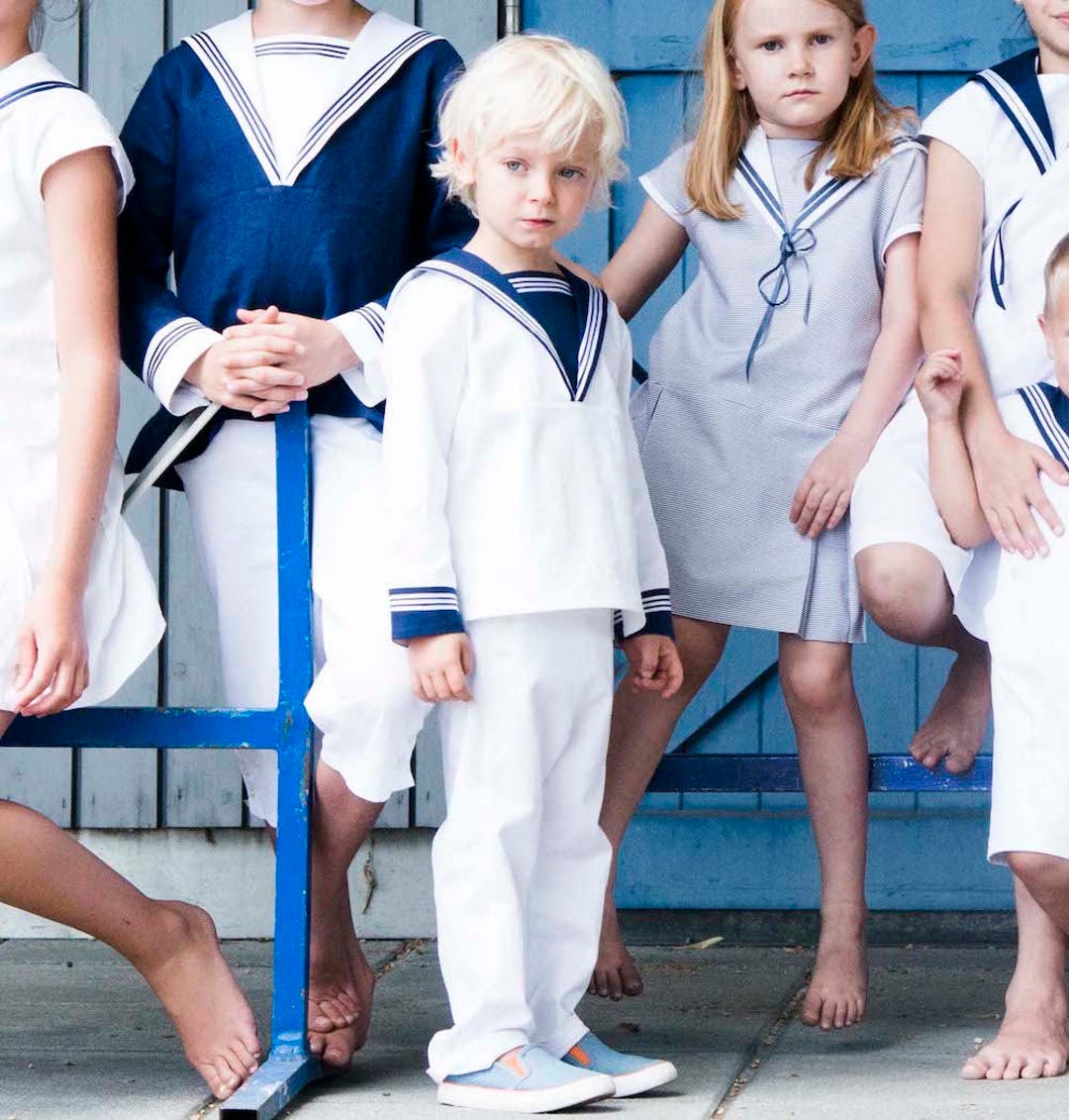 Sailor Suit FERDINAND Victorian Sailor Suit in White Cotton