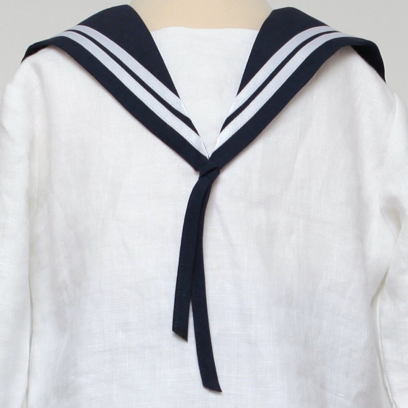 Sailor Suit for children Linen Deluxe a Baptism outfit for children image 2