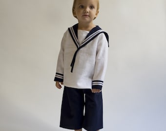 Sailor Suit for children Linen Deluxe a Baptism outfit for children