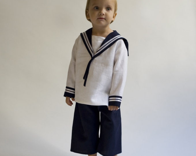 Sailor Suit for children Linen Deluxe a Baptism outfit for children