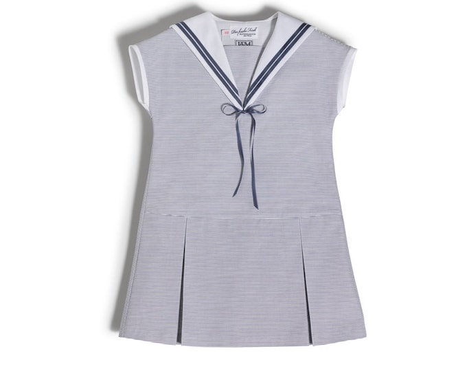 Sweet Sailor Dress for girls made of light blue cotton