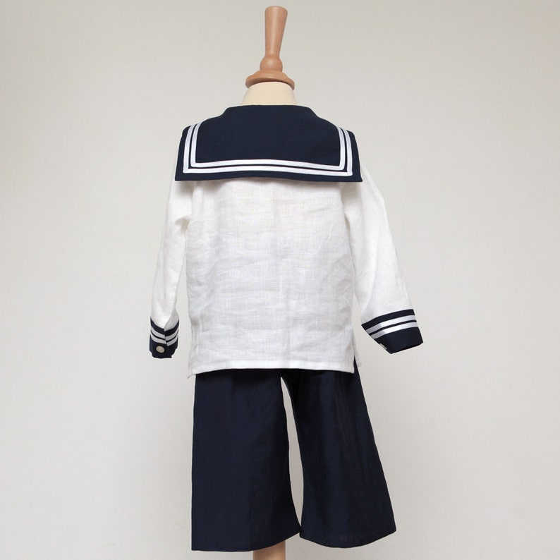 Sailor Suit for children Linen Deluxe a Baptism outfit for children image 4