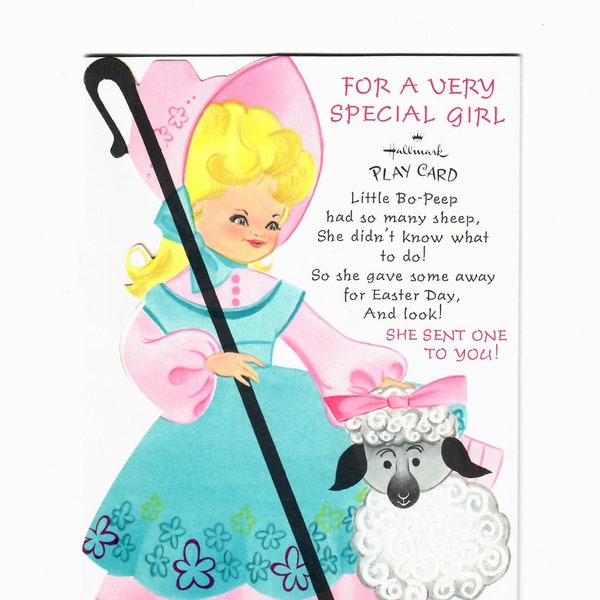 Vintage Easter Paper Toy Card Unused Unpunched 1960's Hallmark Bo Peep and Honeycomb Sheep