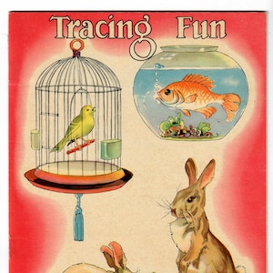 1938 UNUSED Coloring Book Tracing Fun.  Saalfield Publishing Co. Vintage Original