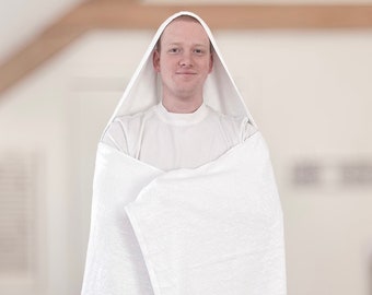 Toalla de baño blanca con capucha para adolescente o adulto
