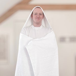 White teen or adult hooded bath towel