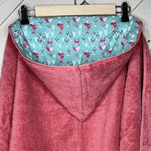 Fox hooded towel or poncho, girl hoodie towel, personalized kids beach towel, hooded towel poncho