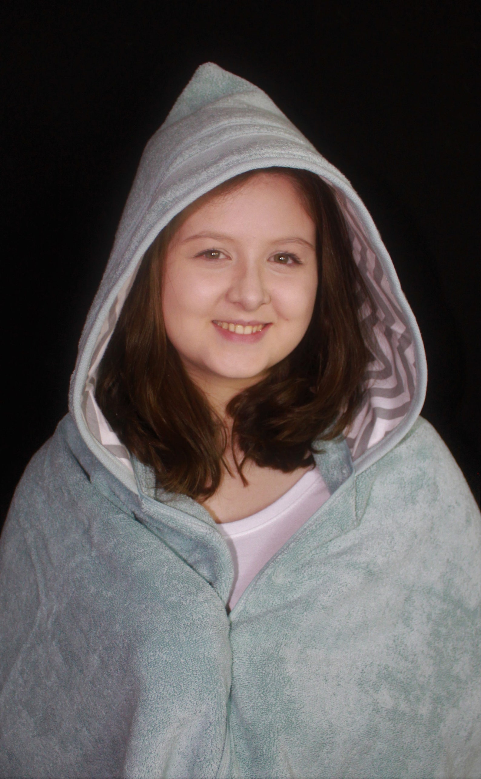 Large teen hooded bath towel with optional gray chevron Etsy