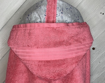 Hooded bath towel for teens or adults with optional cat flannel, large tween hooded bath towel, personalized adult hooded beach towel